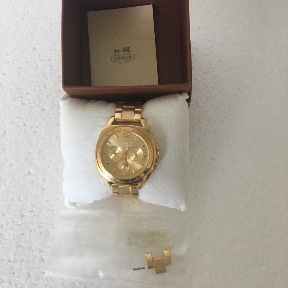 Coach Ladies Multi Function Dial Gold Tone Watch